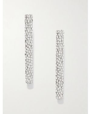McQueen T-Bar Silberfarbene Ohrclips Mit Kristallen - Weiß