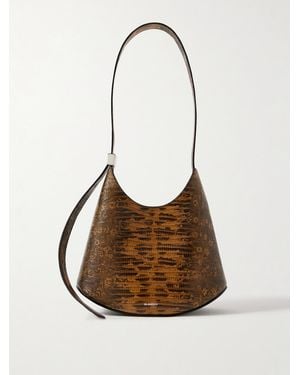 Jil Sander Kleine Schultertasche Aus Leder Mit Schlangeneffekt - Braun