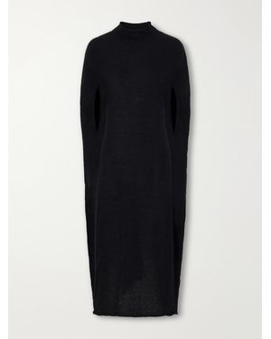 Lauren Manoogian Bottle Cape-Effect Wool-Blend Maxi Dress - Black