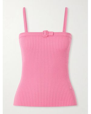 Courreges Buckled Ribbed-Knit Tank - Pink