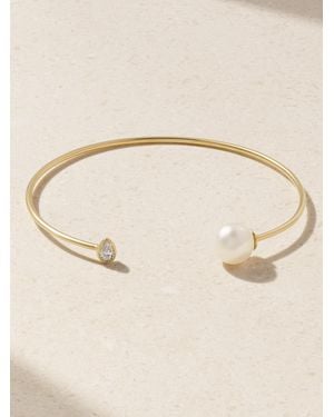 Mizuki 14-Karat, Pearl And Diamond Cuff - Natural
