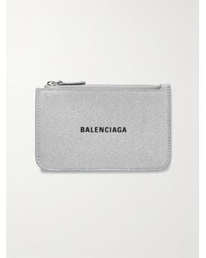 Balenciaga Cash Glittered Leather Wallet - Grey