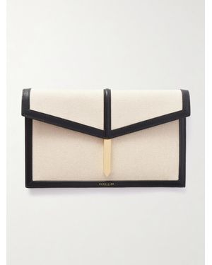 DeMellier London Tokyo Leather-Trimmed Canvas Clutch - Natural