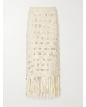 Zimmermann Indra Fringed Crocheted Cotton Maxi Skirt - Natural