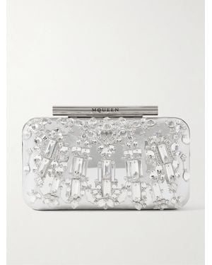 McQueen T-Bar Clutch Aus Leder Mit Kristallen - Grau