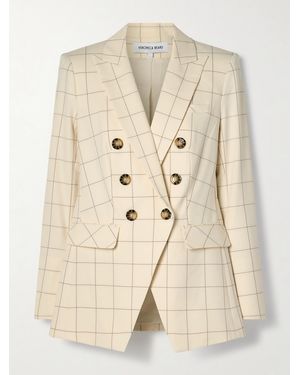 Veronica Beard Charleston Dickey Double-Breasted Checked Grain De Poudre Blazer - Natural
