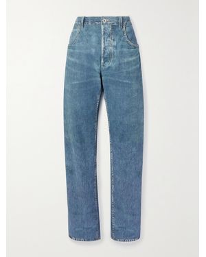 Bottega Veneta Printed Leather Straight-Leg Trousers - Blue