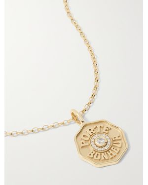 Marlo Laz Mini Porte Bonheur Coin 14-Karat Diamond Necklace - Metallic