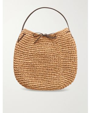 JW Anderson Bulb Large Suede-Trimmed Raffia Tote - Natural