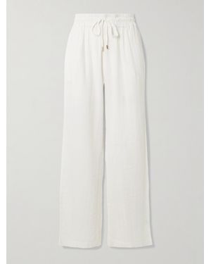 Melissa Odabash Krissy Crinkled-Cotton Straight-Leg Trousers - White