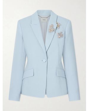 Erdem Embellished Wool-Crepe Blazer - Blue
