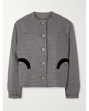 Blazé Milano Gliss Velvet-Trimmed Houndstooth Wool Jacket - Grey