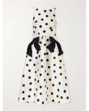 Rebecca Vallance Bacio Bow-Detailed Polka-Dot Satin-Twill Midi Dress - White