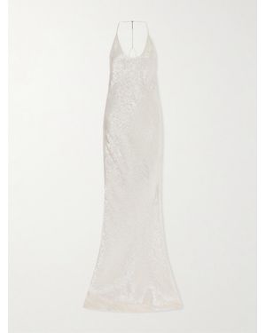 Tom Ford Metallic Silk-Blend Lamé Maxi Dress - White