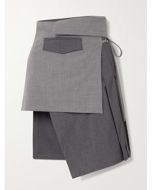 aaizél + Net Sustain Asymmetric Panelled Wool-blend Mini Skirt - Grey