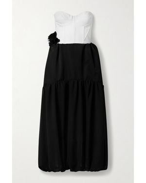 Kika Vargas Glenn Strapless Appliquéd Twill Midi Dress - Black
