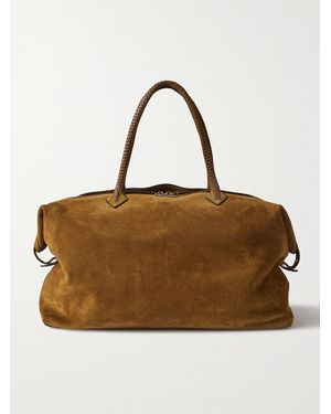 Metier Weekend Xl Leather-Trimmed Suede Tote - Brown