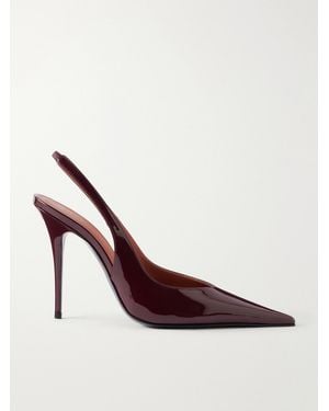 AMINA MUADDI Anok 105 Patent Leather Slingback Court Shoes - Brown