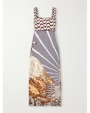 FARM Rio Mixed Carioca Coffee Scarves Printed Voile Midi Dress - White