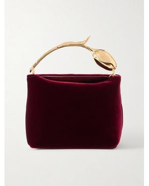 Erdem Bloom Micro Velvet Clutch - Red