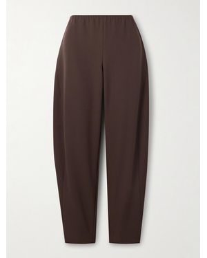 La Ligne Colby Recycled-Crepe Barrel-Leg Trousers - Brown