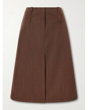 Tory Burch Wool-Blend Knee-Length Skirt - Brown