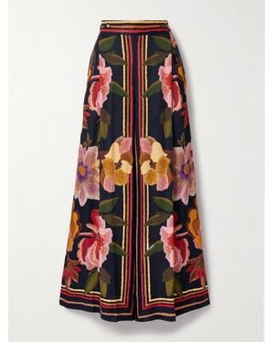 FARM Rio Hose Mit Weitem Bein Aus Twill Mit Falten Und Blumenprint - Rot