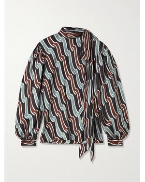 Gucci Printed Silk Twill Shirt - Gray