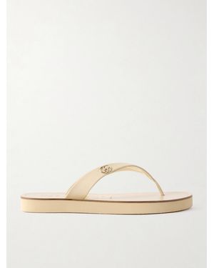 Gucci Embellished Leather Sandals - White