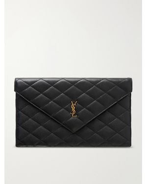 Saint Laurent Grain De Sable Leather Clutch - Black