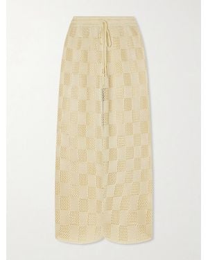 Calle Del Mar Checked Woven Wide-Leg Trousers - Natural