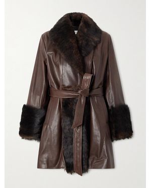 Nour Hammour Carmen Belted Shearling Jacket - Brown