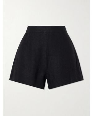 Posse Perri Pleated Linen Shorts - Blue