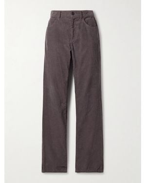 The Row Pantalon Droit En Velours De Coton Côtelé Carlyl - Marron