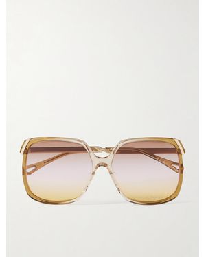 Chloé Aly Sonnenbrille Mit Eckigem Rahmen Aus Azetat Mit Goldfarbenen Details - Natur