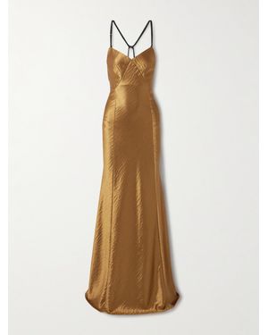 Jason Wu Paneled Hammered-Satin Gown - Natural