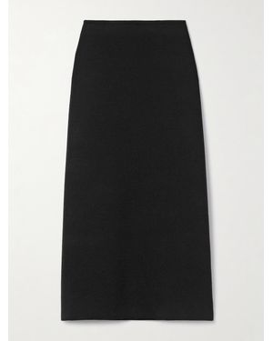 KHAITE Patri Wool Midi Skirt - Black
