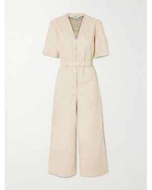 Stella McCartney Cropped Belted Vegetarian Leather Jumpsuit - Natural