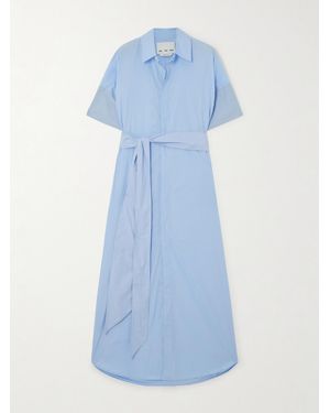 Sa Su Phi Daria Belted Cotton-Poplin Maxi Shirt Dress - Blue