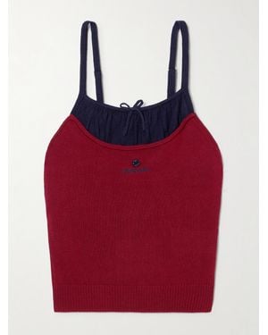 ShuShu/Tong Cropped Embellished Embroidered Silk And Cashmere-Blend Camisole
