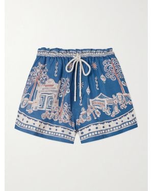 ALÉMAIS Acacia Printed Linen Shorts - Blue