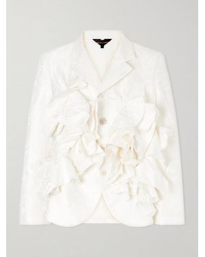 Comme des Garçons Frayed Ruffled Brocade Jacket - Natural