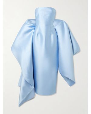 Solace London Renee Cape-Effect Satin Midi Dress - Blue