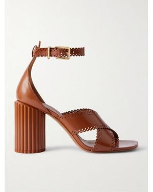 Zimmermann Eddie Scalloped Leather Sandals - Brown