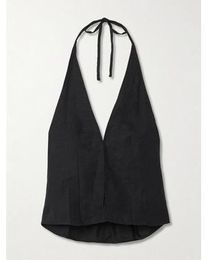 Deiji Studios Linen Halterneck Top - Black