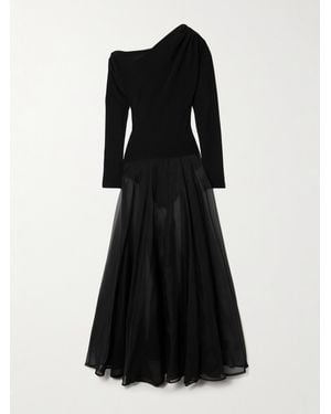 Esse Studios Aire Twist Asymmetrisches Maxikleid Aus Stretch-Strick Und Seidenorganza Mit Cut-Out - Schwarz