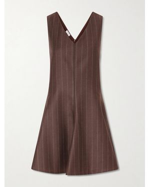 Brunello Cucinelli Striped Wool Woven Mini Dress - Brown