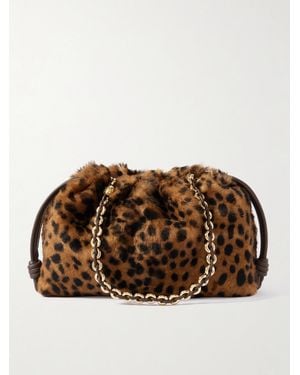 Loewe Pochette En Peau Lainée À Imprimé Léopard Et À Finitions En Cuir Flamenco Medium - Marron
