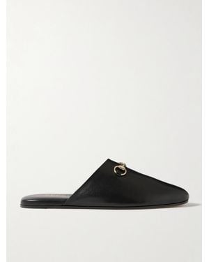 Gucci Horsebit-Detailed Leather Slippers - Black
