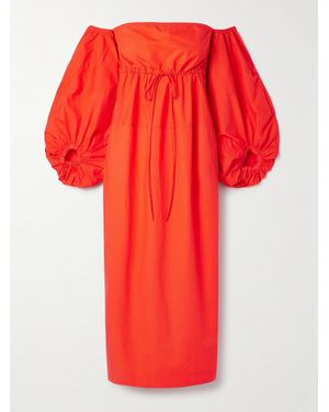 Rosie Assoulin Off-The-Shoulder Cotton-Poplin Midi Dress - Red